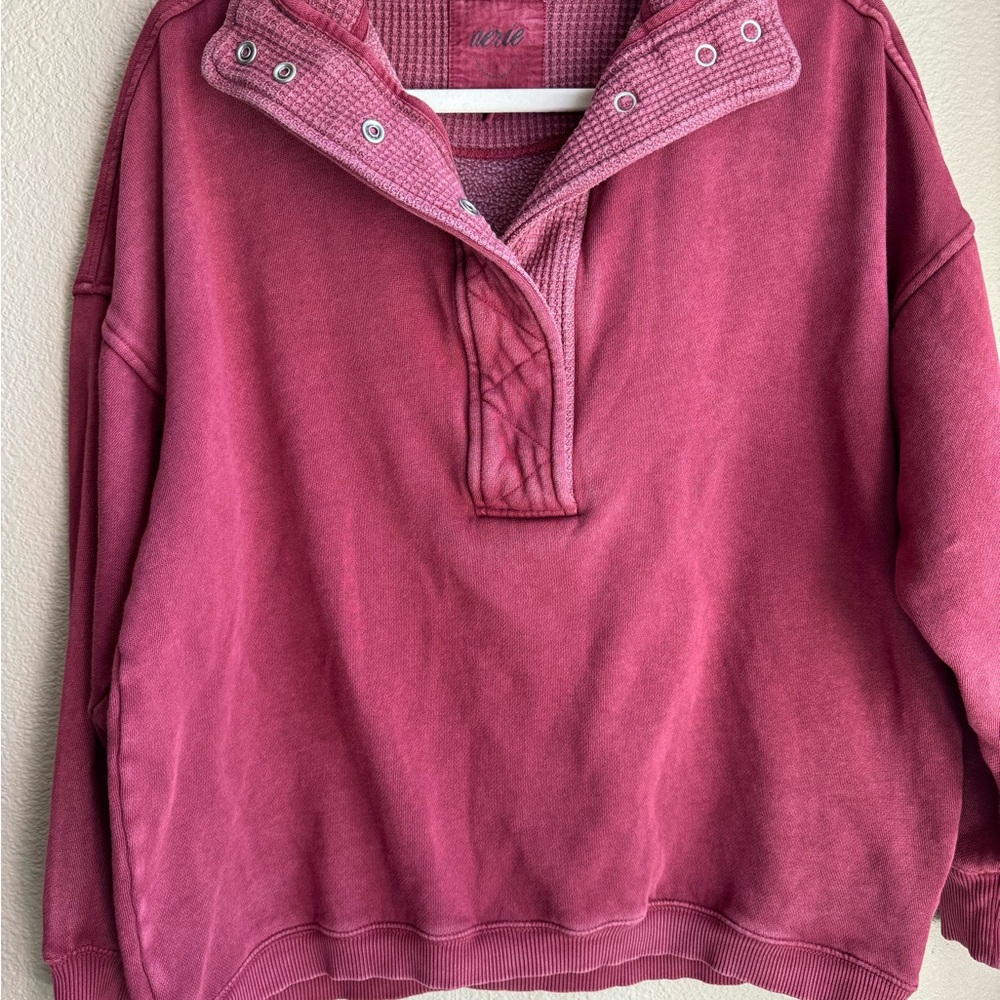 Aerie Cherry Tart Henley Sweatshirt